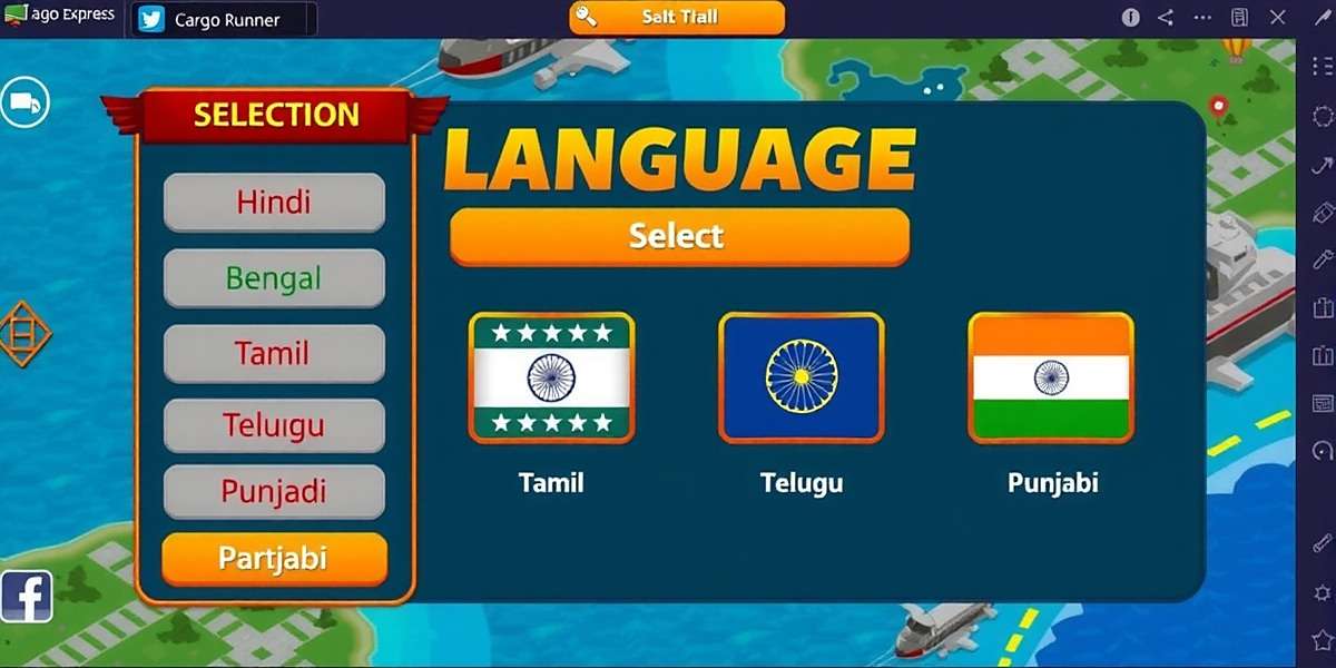 Cargo Runner Localization - Multiple Indian Languages Cargo Runner game interface showing language selection screen with multiple Indian languages including Hindi, Bengali, Tamil, Telugu and Punjabi